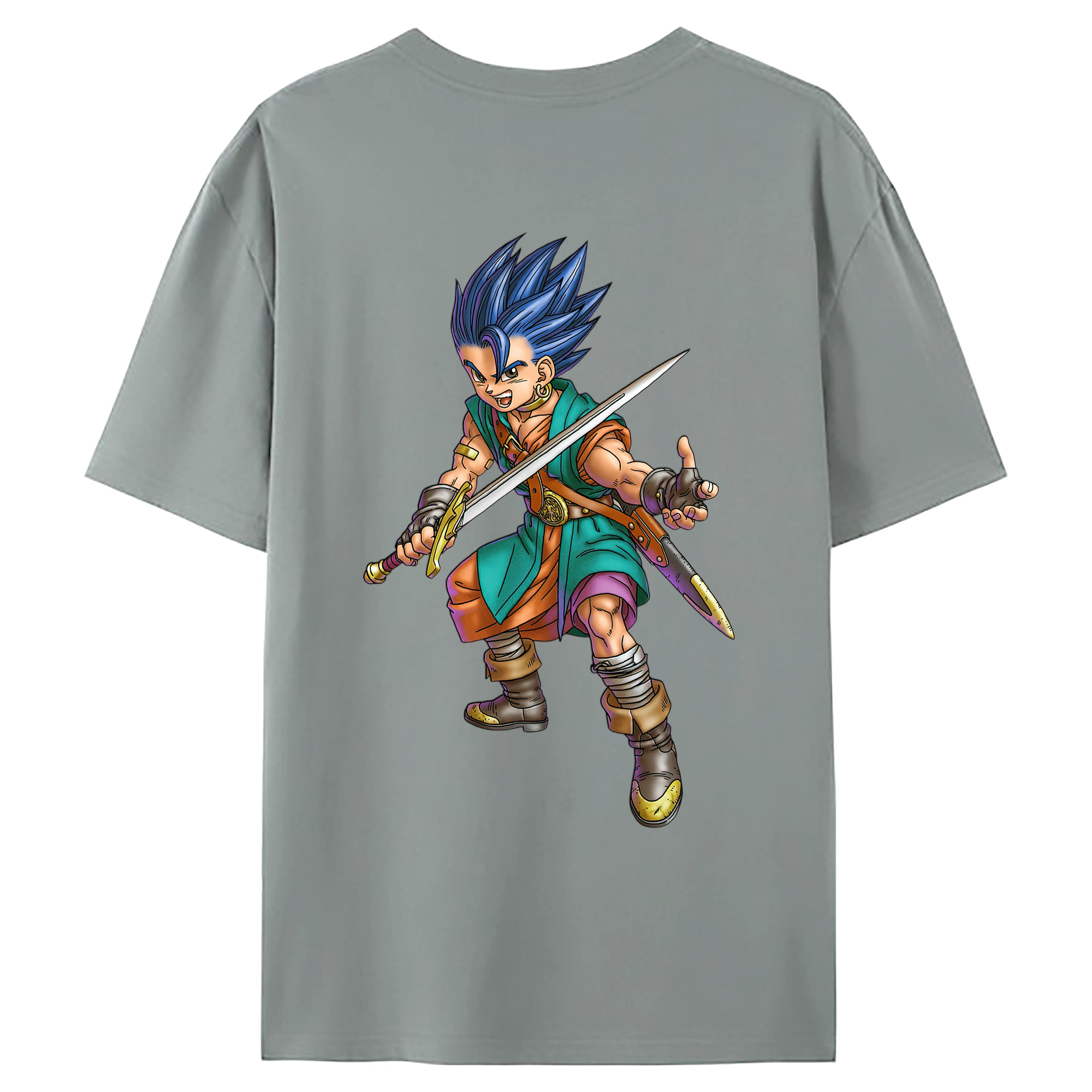 （画像用） ドラゴンクエスト Doragon Kuesuto Dragon Quest 綿100％ メンズ半袖Tシャツ（バックプリント） 通気性
